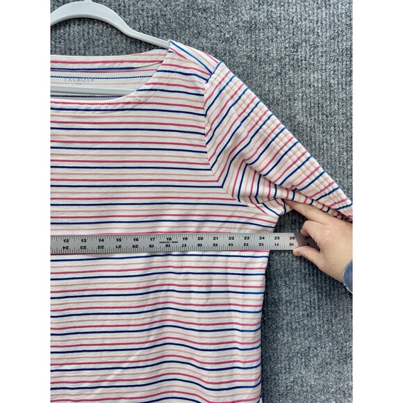 Talbots Tie Sleeve Tee Shirt Womens 2X Ivory Stripe 3/4 Sleeve Boat Neck Stretch - Picture 7 of 9